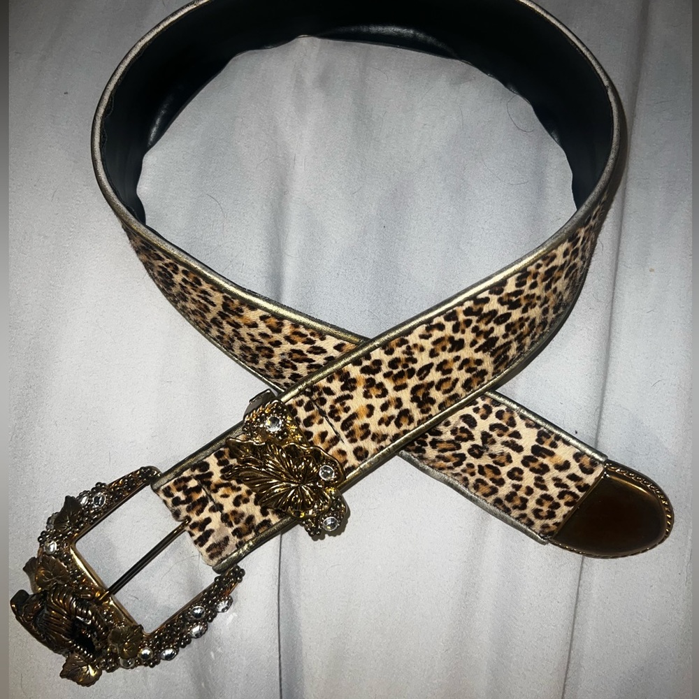 Vintage Early 90’s Leather Animal Print Belt